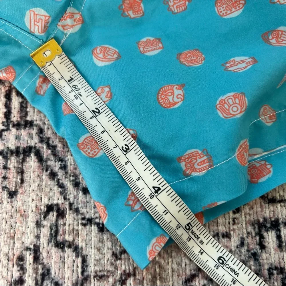 Boardies Polka Maya Mid Length Swim Short Size XL 5” Inseam Aqua Blue Orange